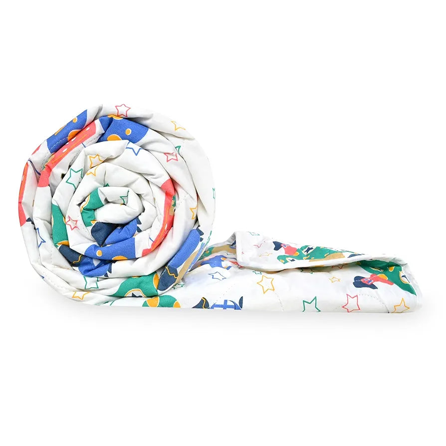 Divine Casa 120 GSM Cotton Single Bed Comforter | Soft & Lightweight Reversible All-Season Blanket | Cozy & Breathable Bedding for Adults | 230x 145 cm, Bright White