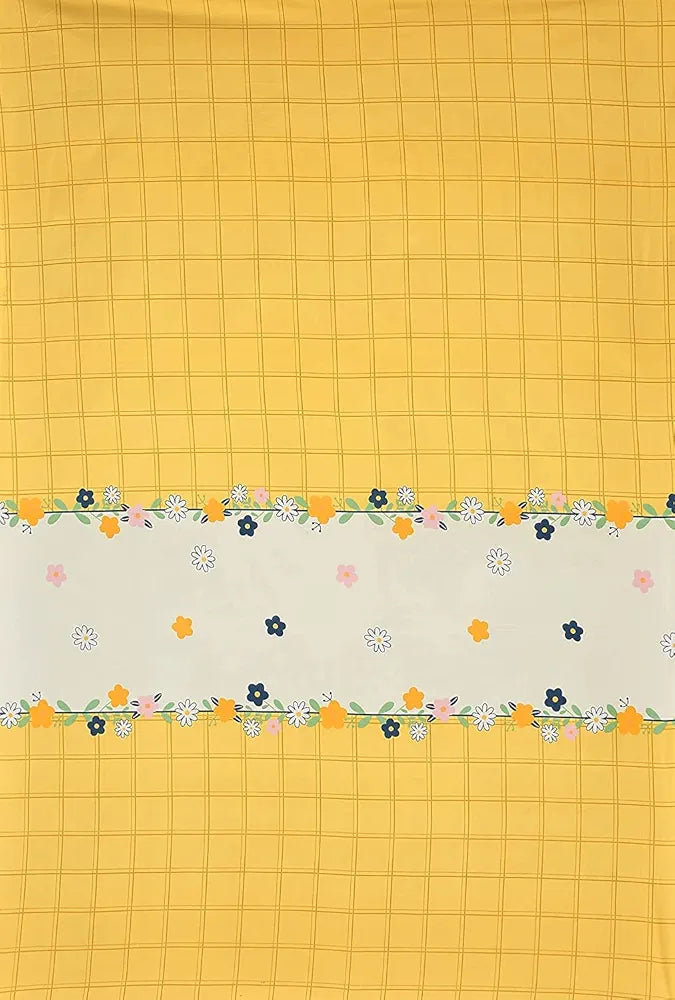 THE HOME STYLE Cotton Feel Glace Cotton Elastic Fitted Printed Double Bed King Size Bedsheet With 2 Pillow Cover 350 TC 