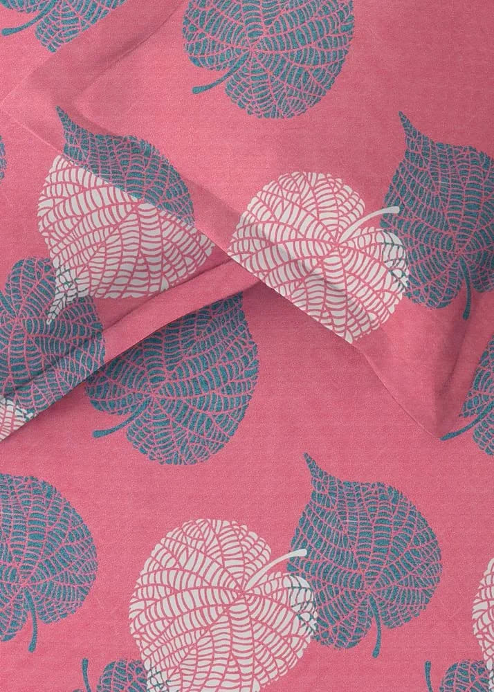 Premium Cotton Elastic Fitted Bedsheets with 2 King Size Pillow Covers Double Bed with All Around Elastic Supersoft Size - 72 x 78 +10 inches Floral Pattren Pink and Grey 200 tc - 220 tc