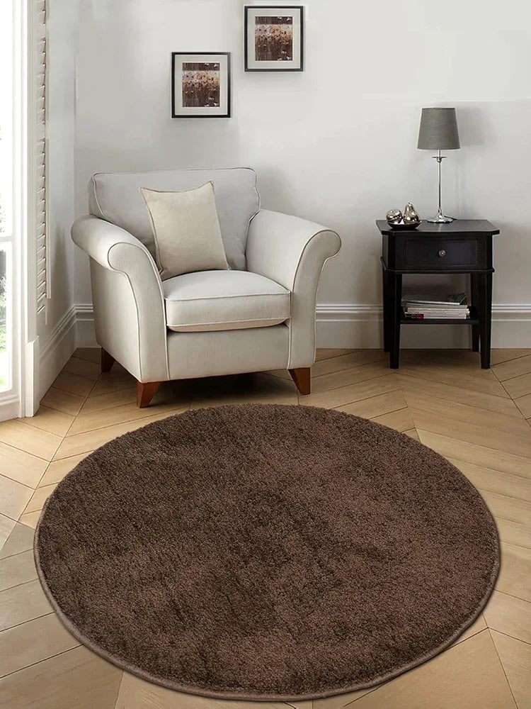 Saral Home Neo Shaggy Yarn Anti-Skid Round Mats 
