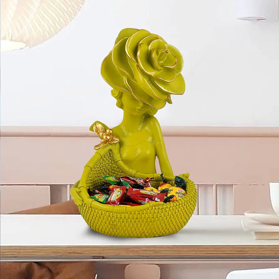 ZART Lady with Basket Showpiece for Home Decor Showpiece & Office Decor Showpiece 