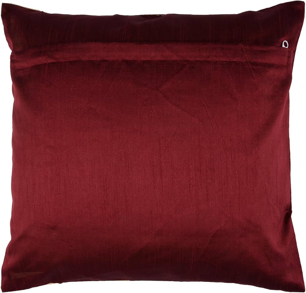 Kuber Industries Cushion Cover | Pillow Covers for Sofa | Throw Cushion Cover | Dupion Polyester Cushion Covers | Center Lace Cushion Covers | Set of 5 | 16 Inch | Maroon