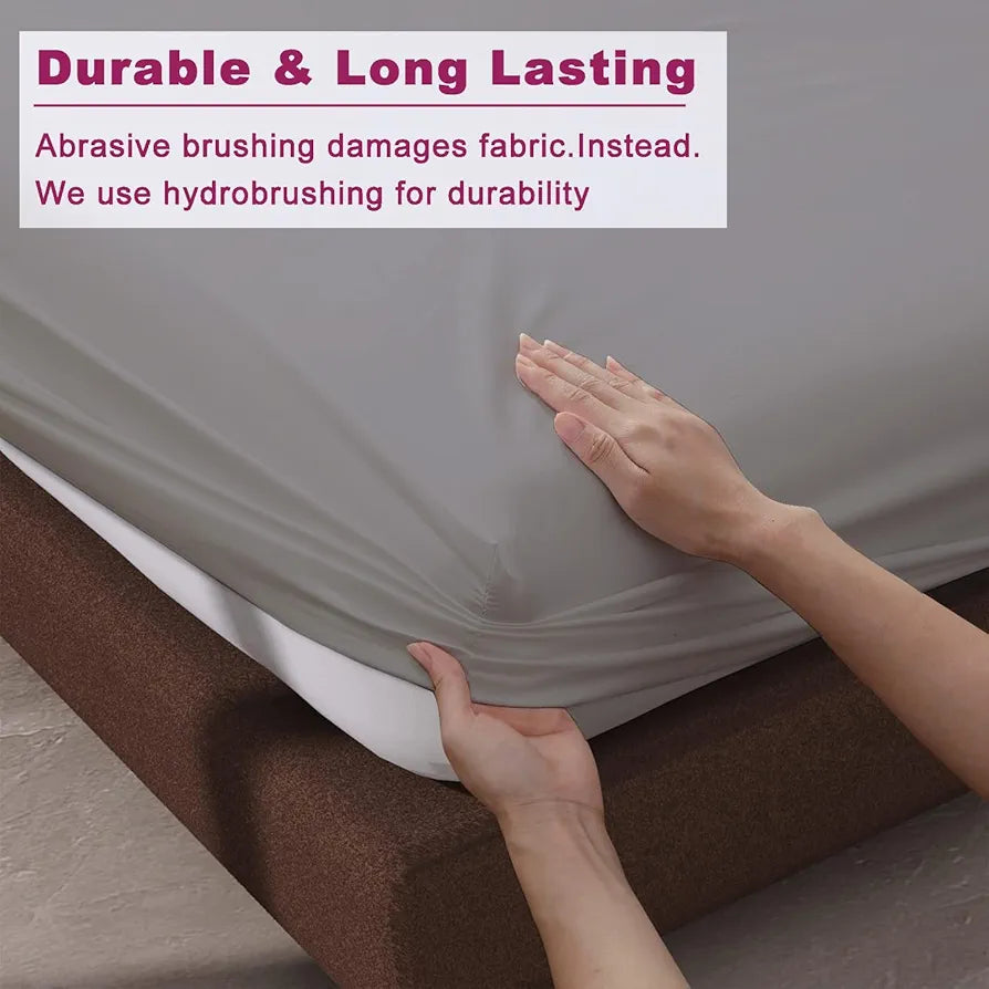 Trance Home Linen 400 TC 100% Cotton 78x72 inch King Elastic Fitted Bedsheet|Premium Hotel Quality Fitted Plain Elastic Bedsheet with 2 Pillow Covers 