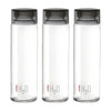 Cello H2O Glass Fridge Water Bottle with Plastic Cap | 920 ml | Set of 3 | Black