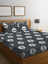 Homefab India 144 TC Microfiber Double BedSheet with 2 Pillow Covers Grey Black Panda