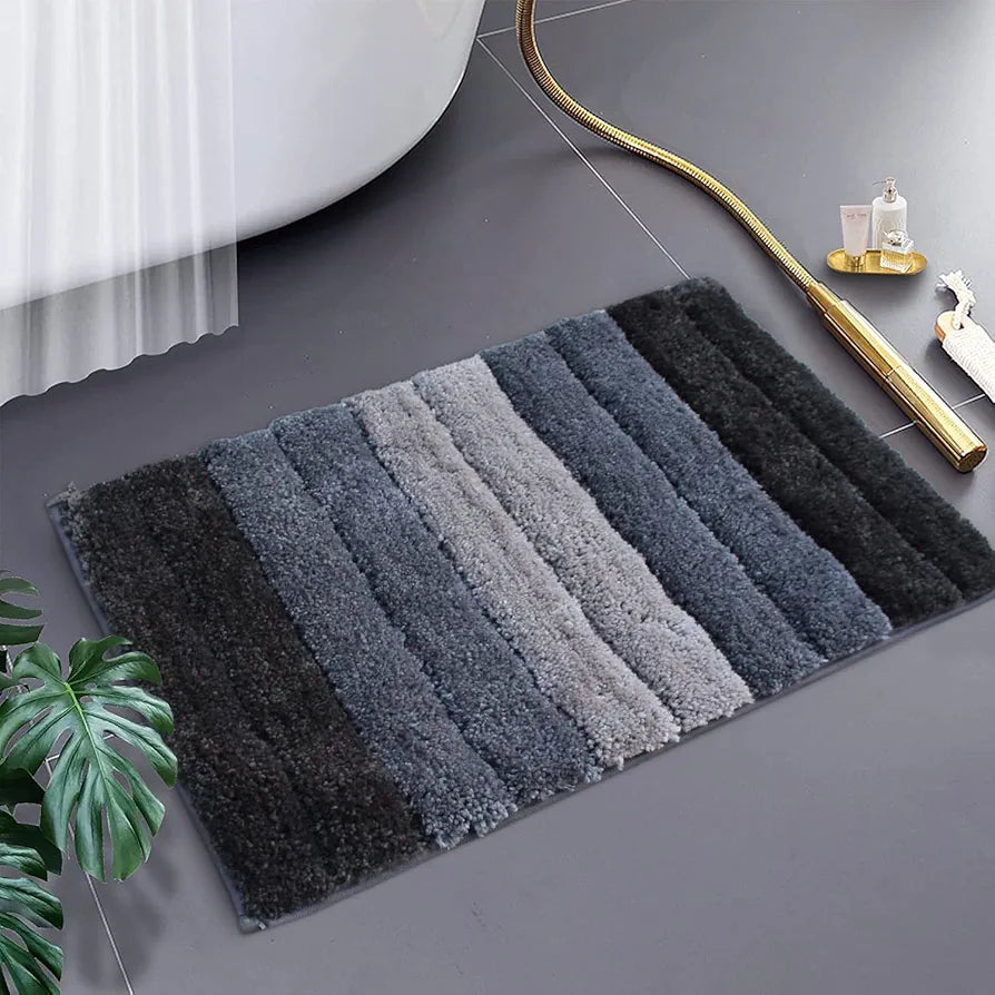 LUXE HOME INTERNATIONAL Microfiber Rectangular Bath mat Soft Anti Slip Skid Luxury Mats For Bathroom Door 40X60 Cm  Pc 1,Grey