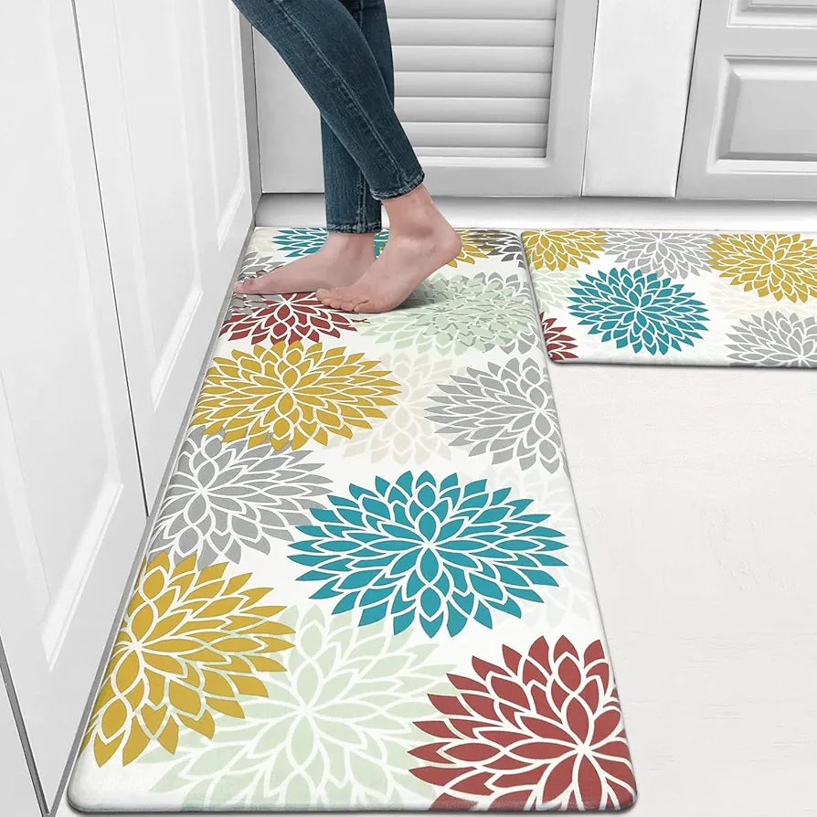 ishro home Velvet Premium Kitchen Mats for Floor | Kitchen Runner for Floor | 2 Pcs Set | Anti-Skid & Machine-Washable | 