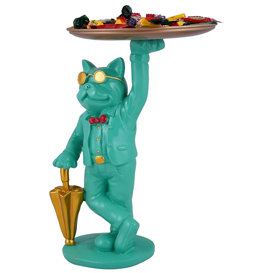 ZART Bulldog Standing Tray Showpiece Home Decor Showpiece, Living Room Decor Showpiece,Kitchen, Office, Gifts Item, Table Decoration .