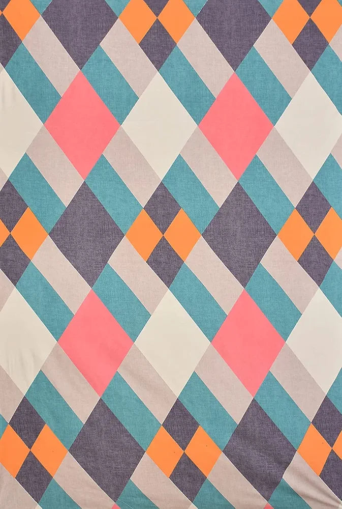 THE HOME STYLE Cotton Feel Glace Cotton All Around Elastic Fitted Printed King Size Double Bed Bedsheet With 2 Pillow Cover 300 TC 