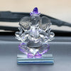 Ecraftindia Purple and Transparent Double Sided Crystal Car Ganesha Showpiece