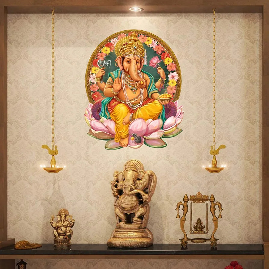 Rangoli White Glossy Vinyl Wall Sticker Premium Self-Adhesive Waterproof Decorative Wall Decal for Bedroom, Living Room, Office & Home Decoration Easy to Apply. Parent-4, Design-18