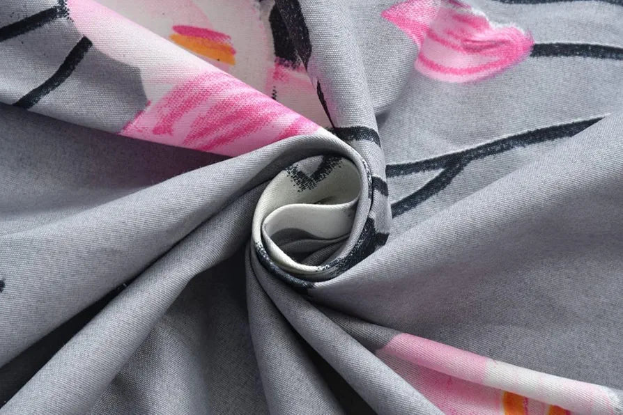 Homefab India 144 TC Microfiber Single BedSheet with 1 Pillow Cover - Floral, Grey