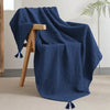 Urban Space Cotton Waffle Throw Blanket, Soft Decorative Throw for Living Room, Sofa, Chair and Couch, Handmade,Reversible and Breathable Throw Waffle Navy Blue