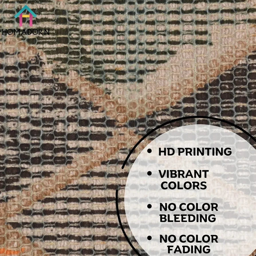 HOMADORN Handmade Sustainable Printed Modern Dhurrie/Rugs/Carpet Upcycled from Fabric for Living Room/Bedside Runner for Enhanced Décor 