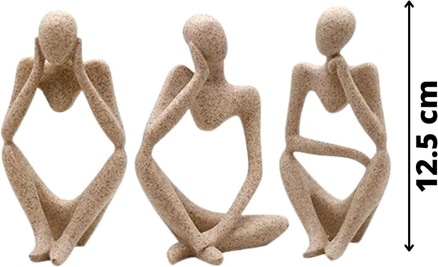 Mariner's Creation Premium Home Decor showpiece- Set of Three Modern Art Thinker showpiece for Living Room | Home Decor Items | House Warming Gift 9x6x12.5cm