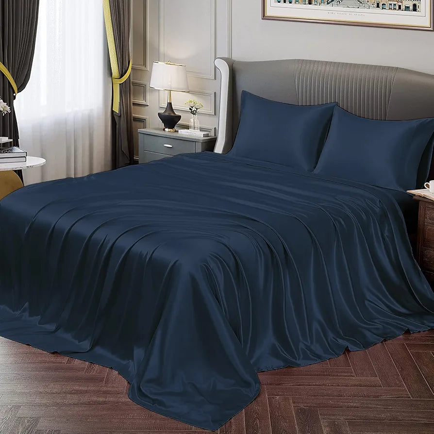 Cloth Fusion Satin Bedsheet for Queen Size Bed, Perfect for Romantic Night, Excellent Gift for All Celebrations, Set of 1 Satin Sheet 90