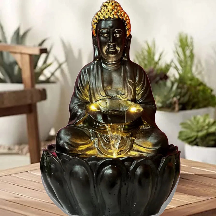ALILA Meditating Buddha Statue Water Fountain for Home Living Room Decor Decoration Indoor Outdoor Gifting Items, 21inches/53cm
