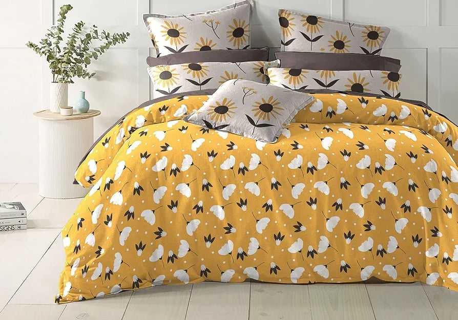 THE HOME STYLE Cotton Elastic Fitted All Around Printed Queen Size Double Bed Bedsheet wih 2 Pillow Cover 