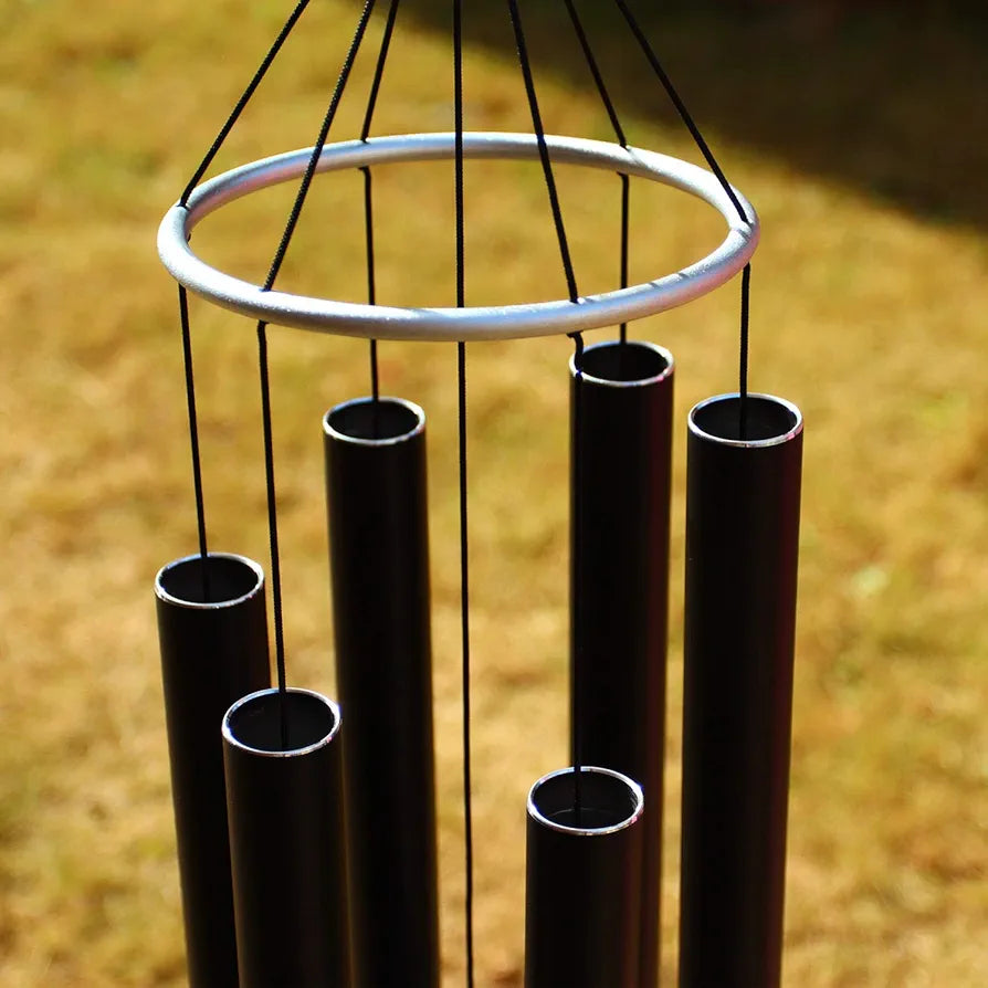 Loving Basso Metal Wind Chimes Outdoor Large Deep Tone,45In Large Outdoor Chimes Deep Tone Tuned Relaxing Melody,Sympathy Deep Sound Windchimes With A Card For Mother Father Family,Matte Black