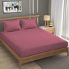 Homefab India 160 TC Stripe Cotton Feel Glace Cotton Elastic Fitted King Size Double Bed Bedsheet with 2 Pillow Covers Fits Upto 6 inches Mattress Pink