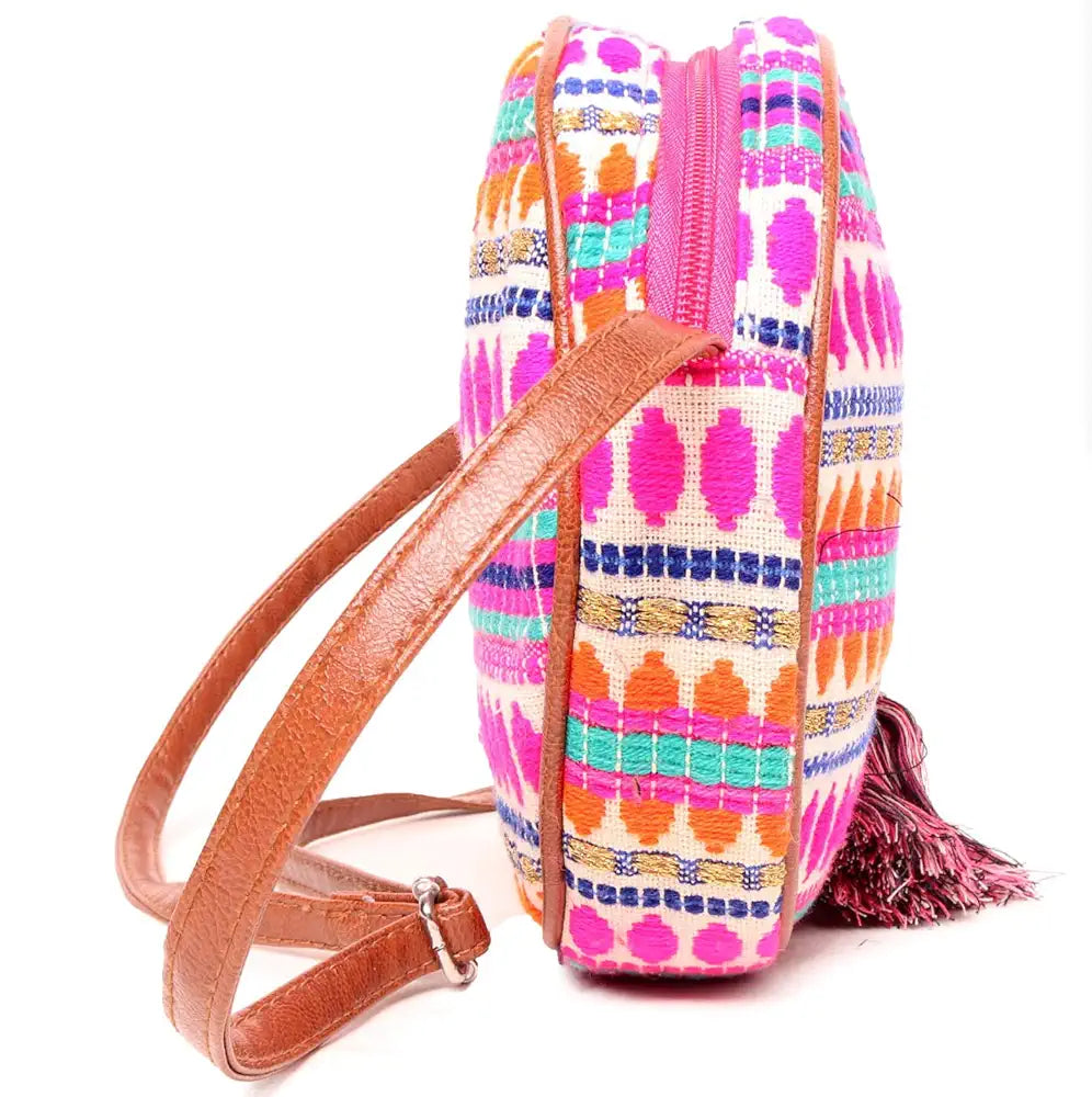 ASTRID Handmade Macrame Flap Over Sling Bag For Girls And Women