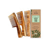 Nat Habit Kacchi Neem Wooden Comb | Soaked in 17 Herbs | Dual Tooth & Fine Tooth | Combo