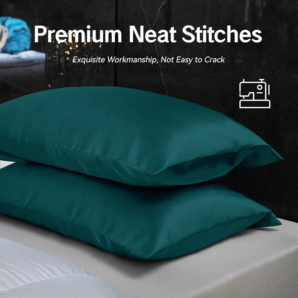 Cloth Fusion Satin Pillow Cover Set of 2 for Hair and Skin Care, Perfect Pillow case with 3 Satin Soft Scrunchies for Women 