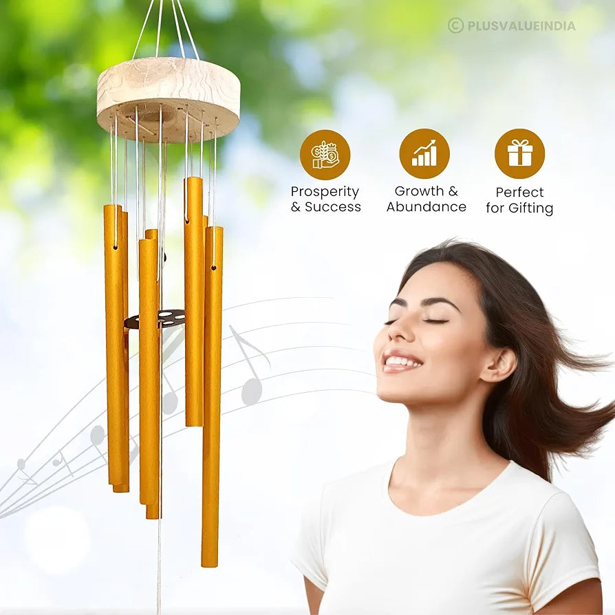 Plus Value Wind Chimes for Balcony Home Decor Items 6 Pipes Hanging Bells Six Rods for Home Positive Energy Living Room, Garden Outdoors Office Melodious Metal Windchimes Sound 