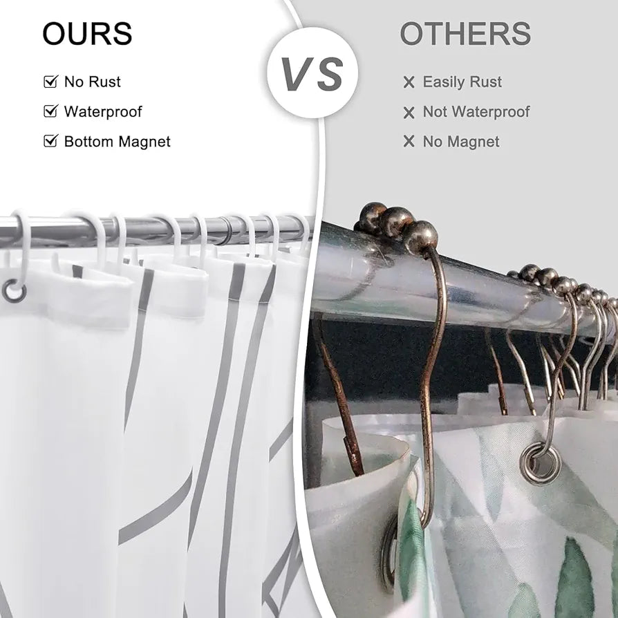HOMETHREADS Embrace Luxury with Our 6-Feet Long Premium Peva Shower Curtain with 12 Hooks for a Lavish Bathroom Ambiance | Stylish, Splendid, and Perfectly Sized 