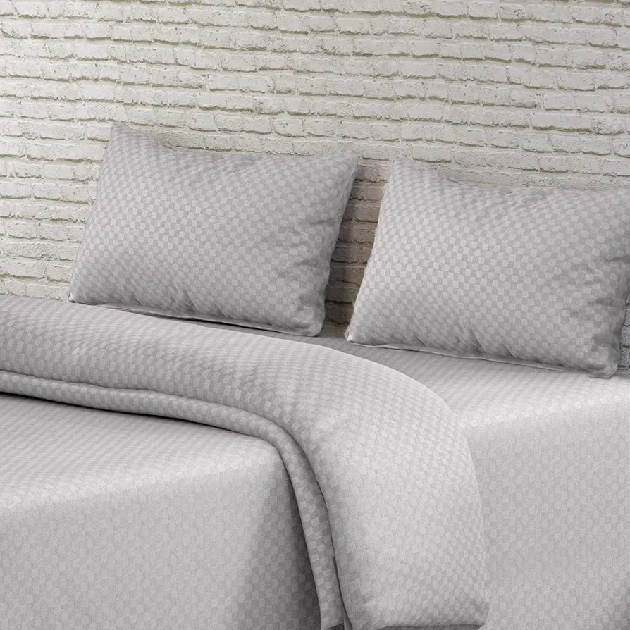 Trance Home Linen Premium Skin Friendly 100% Cotton Jacquard Weave Fitted Bedsheet for King Size Bed with 2 Pillow Solid Cover - 300TC 