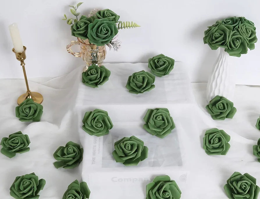 IPOPU 100 Pcs Artificial Foam Roses Heads, 3Inch Stemless Faux Roses Bulk Fake Flowers Heads for Crafts,Wall Decorations, DIY Wedding Baby Shower Centerpieces Party Tables Home Decor