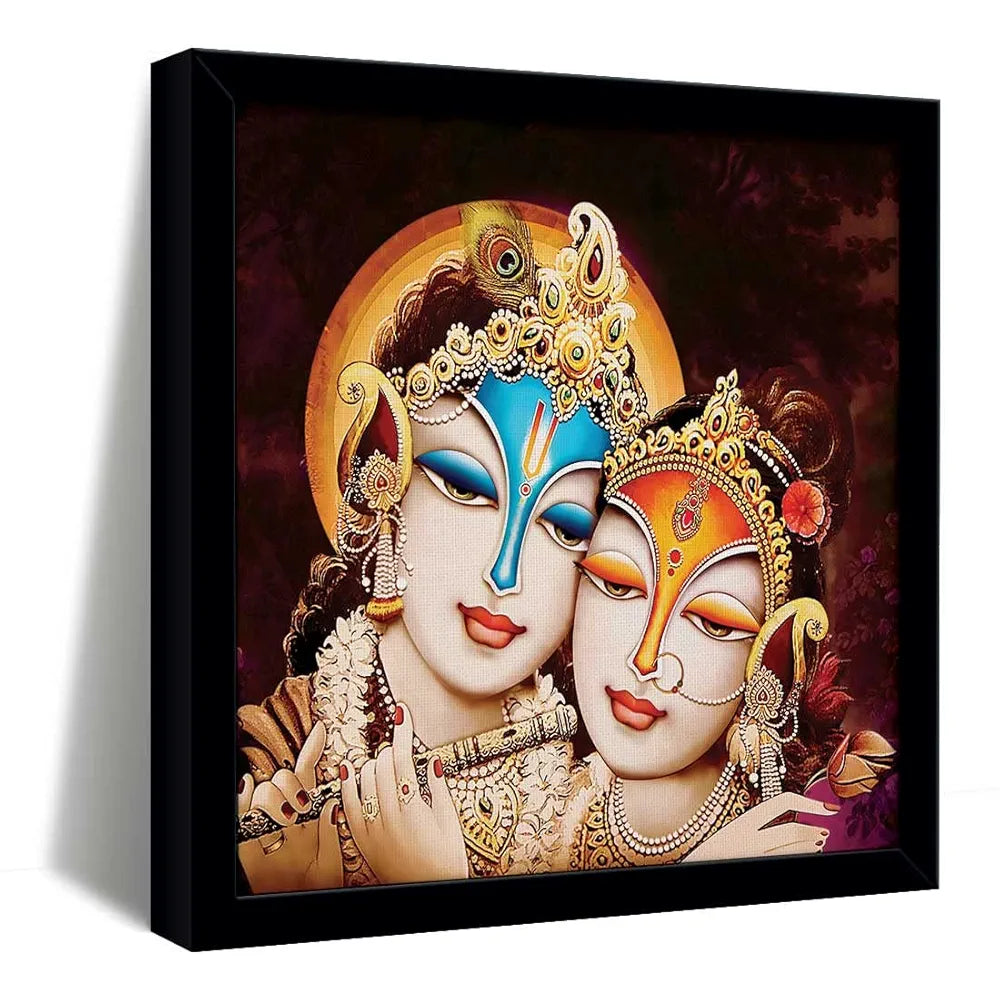 ArtX Radha Krishna Love Big Canvas Painting For Living Room With Frame, Multicolour, Square, 24.0 x 24.0 inch, 2x2 Feet, Set Of 1