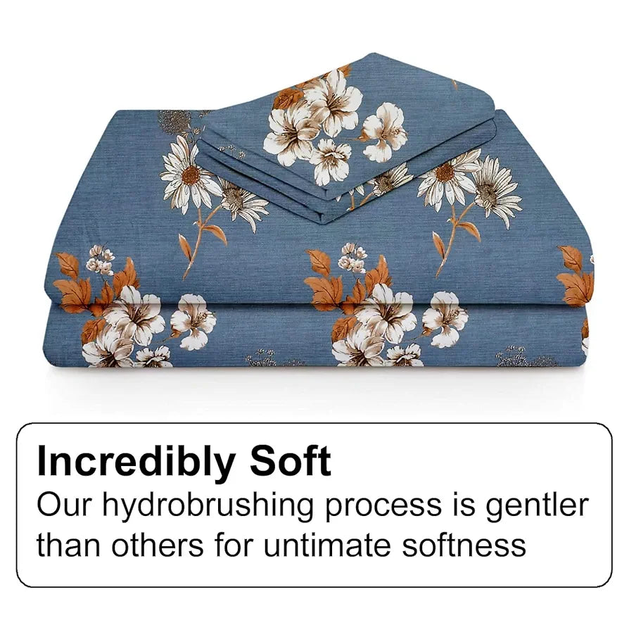FRESH FROM LOOM Floral Print Single Bed Bedsheet Set - Microfiber, 240 TC, Hypoallergenic, Includes 1 Pillow Covers 