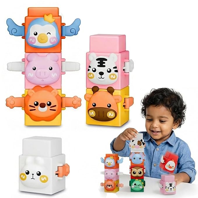 Kidology 6 PCS Animal Stacking Cubes Set - Swadesii