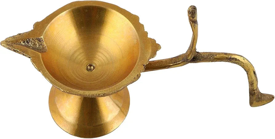UAPAN MetalCraft Brass Puja Diya with Handle 