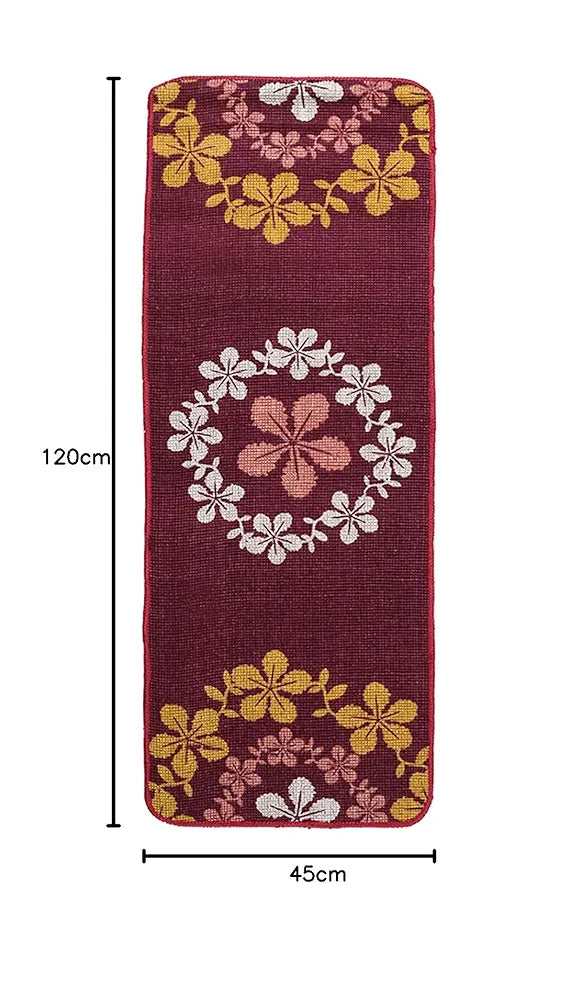 Saral Home Zinta Floral Soft Cotton Durable & Washable Multipurpose Runner for Home/Kitchen/Living Area/Lobby/Office with Anti Skid Backing 