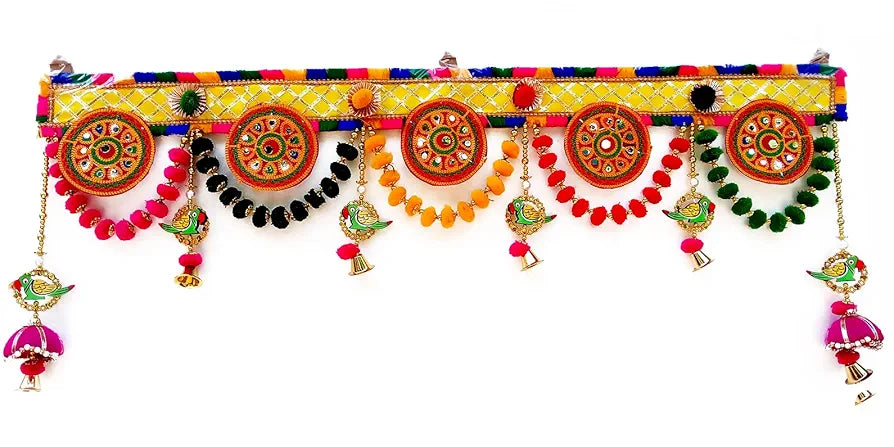 CraftVatika Toran Toranam Hanging Bandarwal for Main Entrance Door Pooja Room Wall Home Decoration Handmade Latest Traditional Design , 94 Cm,Multicolour