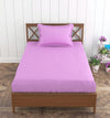 Trance Home Linen 100% Cotton 78x36 inch Single Fitted 200TC Satin Stripe Elastic Fitted Bedsheet Bedspread with 1 Pillow Covers Colour Pink