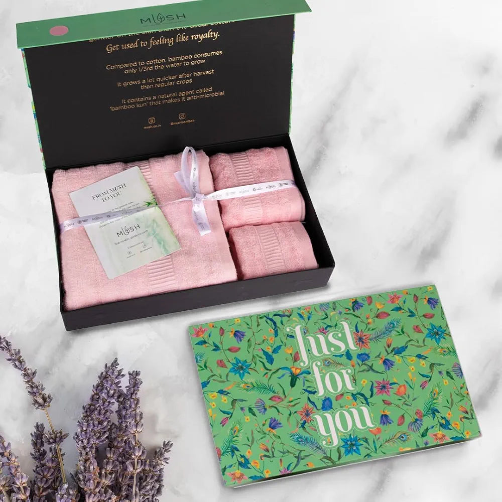 Mush Bamboo Luxurious 3 PieceTowels Set | Ultra Soft, Absorbent and Antimicrobial  Perfect as a Valentine Gift for Girlfriend/Wife 