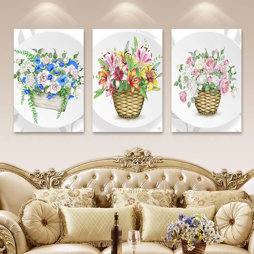 Rangoli MDF 3 Pcs Wall Poster 12x18 Inch Decorative Wall Art for Home, Office, Living Room. P-4, Design-25