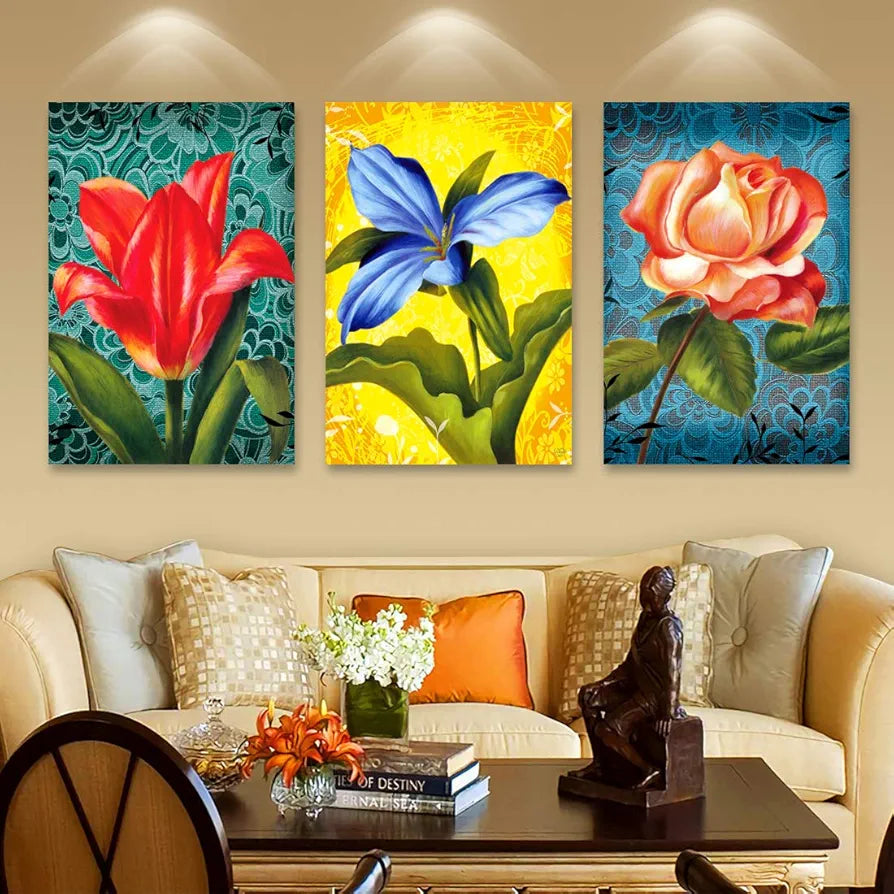 Rangoli MDF 3 Pcs Wall Poster 12x18 Inch Decorative Wall Art for Home, Office, Living Room. P-4, Design-15