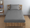 Trance Home Linen Premium 300 TC Pure 100% Cotton Single Size Fitted Bedsheet with 1 Pillow Solid Cover Colour Ash Grey