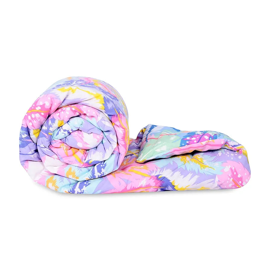 Divine Casa Microfiber 150 GSM Reversible Double Bed Comforter | Ultra Soft & Lightweight Blanket | Cozy & Breathable for All-Weather | 254 x 230 CM, Multicolor