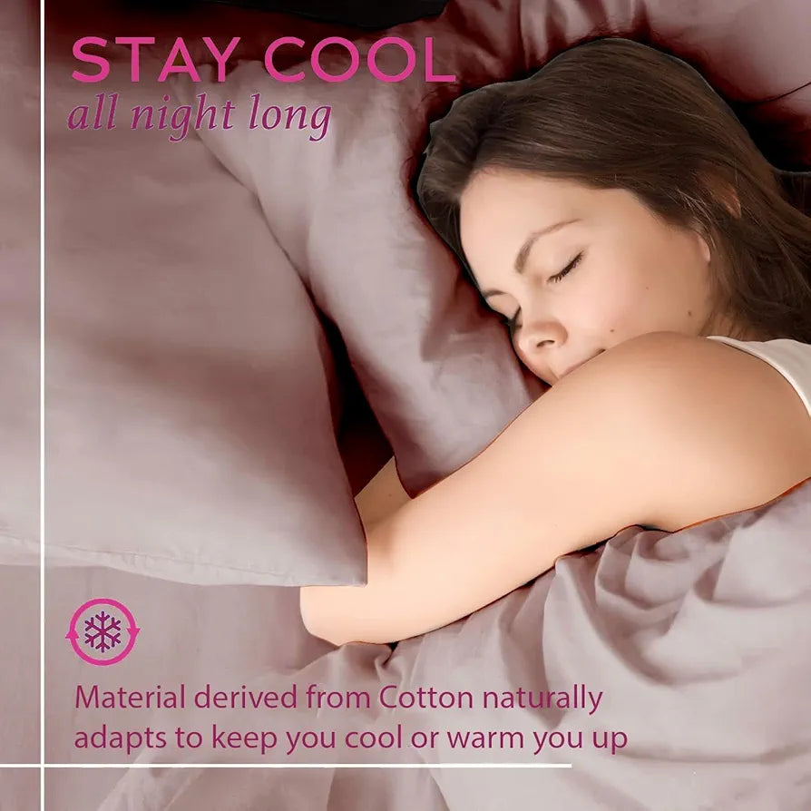 Trance Home Linen Premium 300 TC Solid Pure 100% Cotton Single Size Fitted Bedsheet with 1 Pillow Cover , Smallsingle