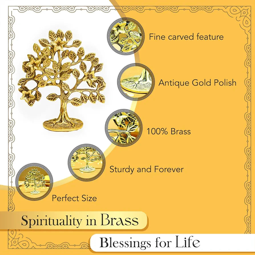 Ekhasa 100% Pure Brass Kalpavriksha Tree  for Home Decor Living Room Puja | Big kalpvriksh Showpiece for Fengshui Vasthu | Antique Tree of Life Good Luck Gift for Marriage House Opening