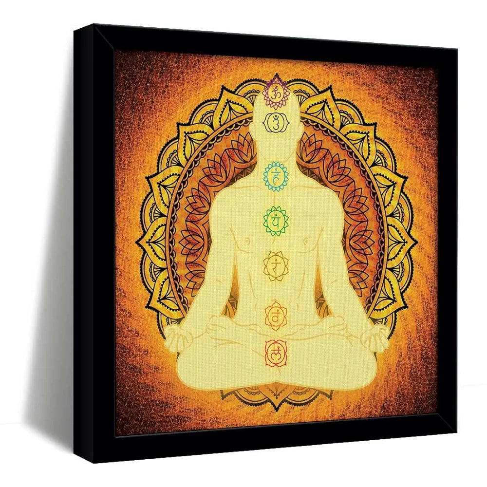 ArtX Yoga Meditation Big Canvas Painting For Living Room With Frame, Multicolour, Square, 24.0 x 24.0 inch, 2x2 Feet, Set Of 1