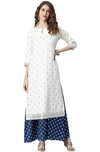 Janasya Women's Off White Poly Silk Ethnic Dress