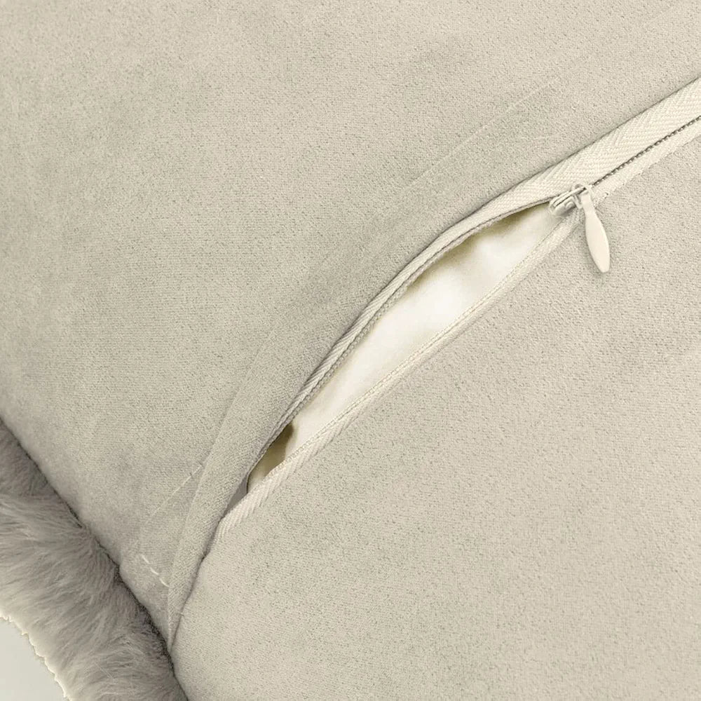 Luxe Home Cushion Cover 16 inch x 16 inch One Side Rabbit Fur Plain Design Covers Set of 2 for Sofa, Bedroom, livingroom 