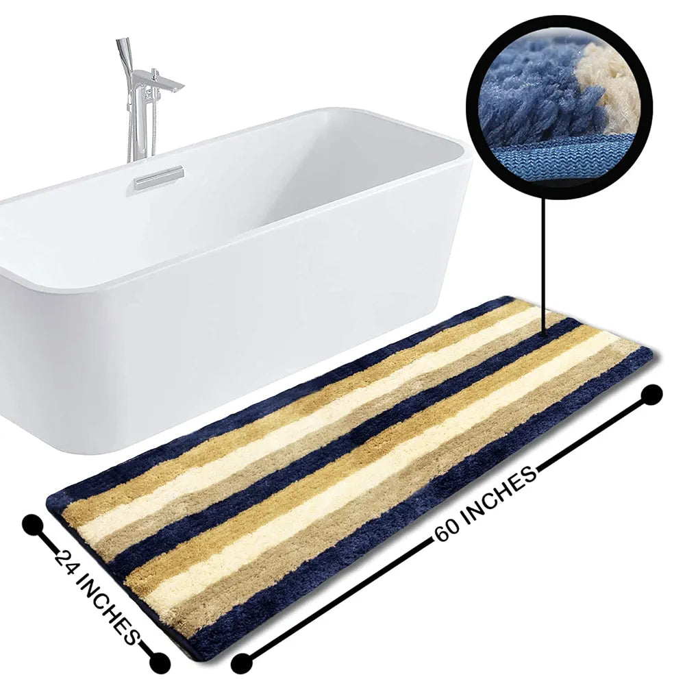Luxe Home Jericho Runner 2500 Gsm Super Soft Microfiber, Anti-Skid Badroom or Kitchen Mats for Floor, Water-Absorbent, Quick Dry, Washable Runner for Home - Sky, 2x5 Feet, Pack of 1