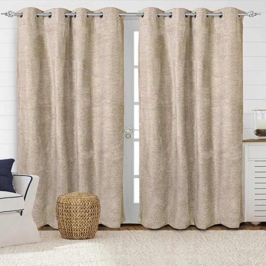 SARAL Home Chenille Blackout Long Door Curtains 2Pc,Beige. 4X9 Ft
